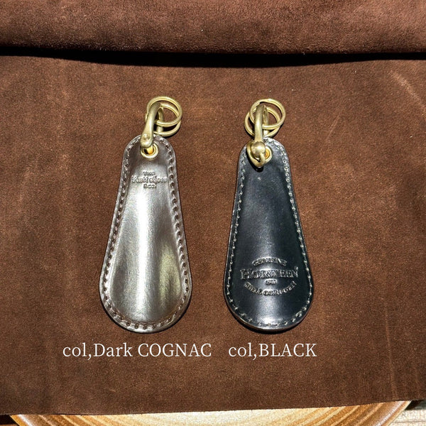 【Horween / Shell Cordovan】Shoe-Horn Key Holder / col,Dark COGNAC × col,BLACK