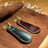 【Horween / Shell Cordovan】Shoe-Horn Key Holder / col,GREEN × BURGUNDY（#8）